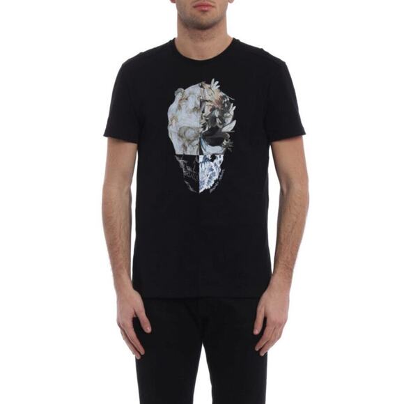 Alexander McQueen Split Skull Men’s T-Shirt Black Made in Italy Cotton Size XXL - Picture 1 of 10